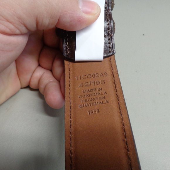 New Columbia brown leather double loop belt mens size 42 - Picture 6 of 7